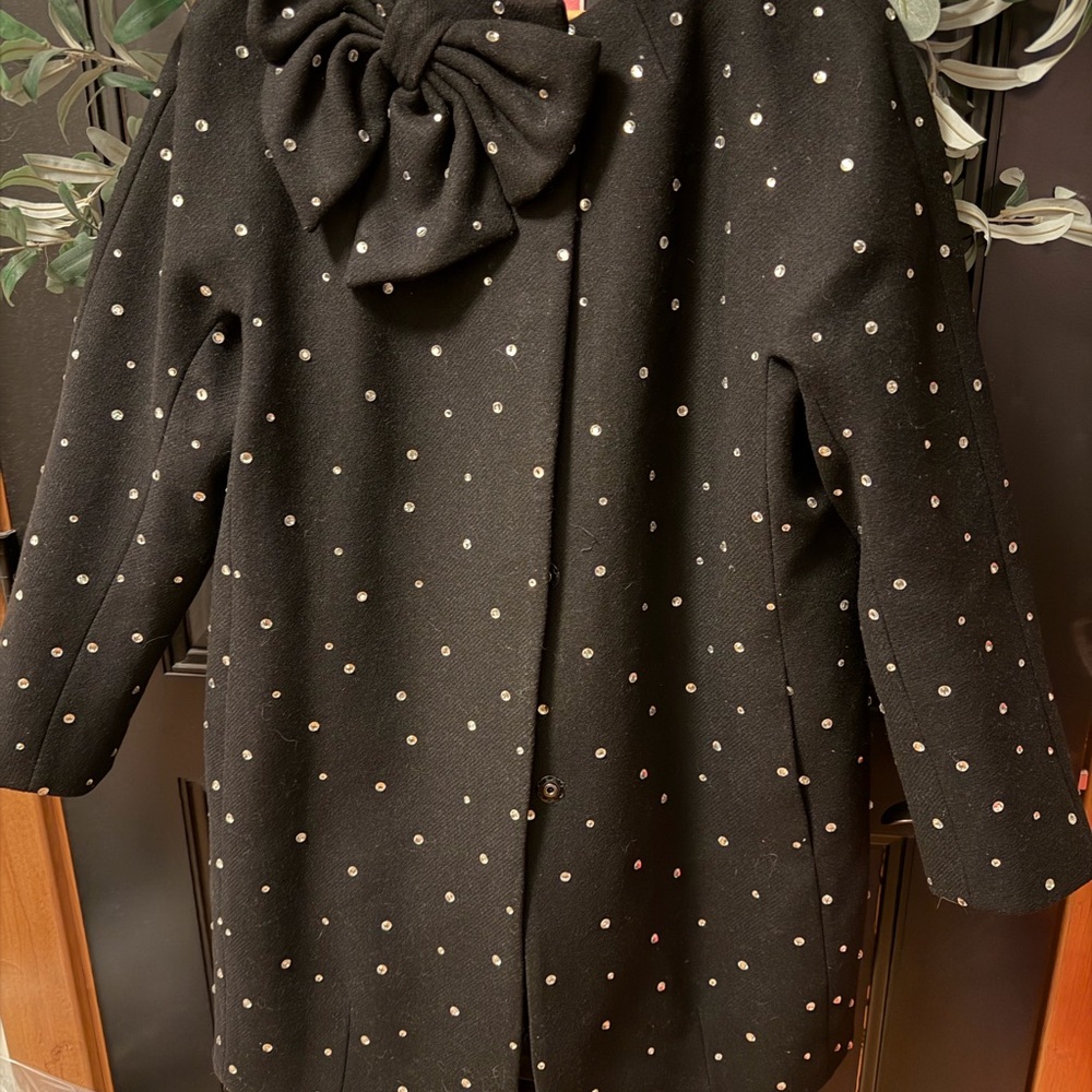 Kate spade Black rhinestone bow Women's Dorothy coat 12